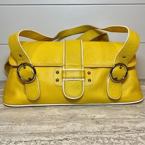 Franco Sarto Yellow Pebbled Leather Shoulder Bag